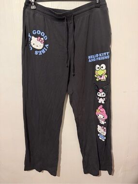 Hello Kitty Black Womens Lounge Pants with Character Print XXL